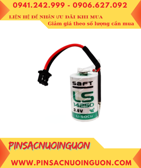 Saft LS14250 (Zắc 4holes); Pin nuôi nguồn PLC Saft LS14250 lithium 3.6v 1/2AA 1200mAh _Xuất xứ Pháp