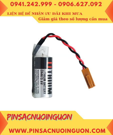 Toshiba ER4V (Zắc cắm nâu); Pin nuôi nguồn PLC Toshiba ER4V ER14335 lithium 3.6v 2/3AA 1200mAh _Xuất xứ Nhật