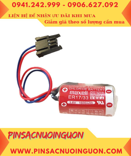 Maxell ER17/33; Pin nuôi nguồn PLC Maxell ER17/33 lithium 3.6v 2/3A 1600mAh _Xuất xứ Nhật