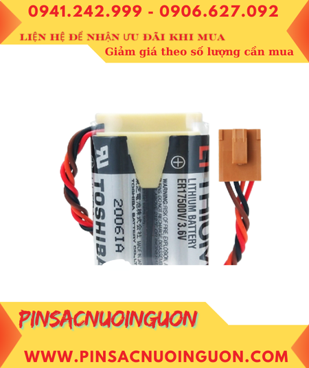 Toshiba 2ER17500V (Zắc đen 2holes, Mũ chụp); Pin nuôi nguồn NACHI Robot 3.6v 5400mAh _Xuất xứ Nhật