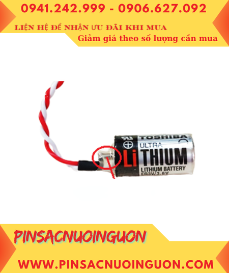 Toshiba ER3V chuẩn EU (Zắc nâu nhỏ); Pin nuôi nguồn Toshiba ER3V lithium 3.6v 1/2AA 1000mAh /Xuất xứ Nhật