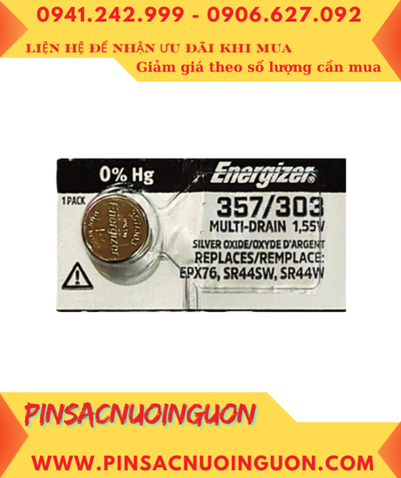 Pin thước kẹp Mitutoyo 1.55v Silver Oxide Energizer SR44SW 357, Xuất xứ MỸ (USA)