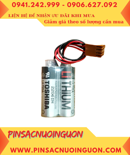 Toshiba 2ER17500V (Zắc đen 2holes ); Pin nuôi nguồn NACHI Robot 3.6v 5400mAh chính hãng _Xuất xứ Nhật