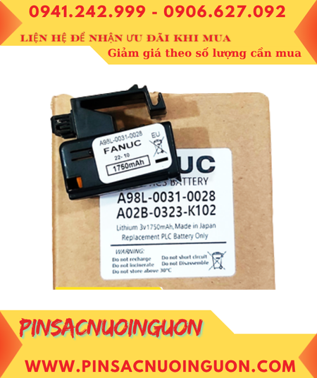 FANUC A02B-0323-K102; Pin nuôi nguồn FANUC A02B-0323-K102 Lithium 3v _Đóng hộp /Xuất xứ NHẬT