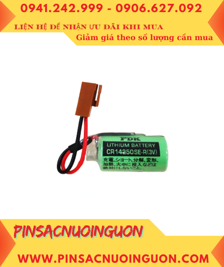 FDK CR14250SE-R (màu xanh, Zắc nâu); Pin nuôi nguồn PLC FDK CR14250SE 1/2AA 850mAh /Xuất xứ NHẬT