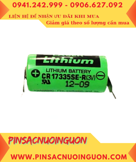 FDK CR17335SE-R; Pin nuôi nguồn PLC FDK CR17335SE-R lithium 3v 2/3A 1800mAh, Xuất xứ NHẬT