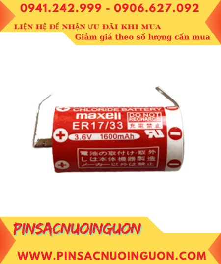 Maxell ER17/33; Pin nuôi nguồn PLC Maxell ER17/33 lithium 3.6v 2/3A 1600mAh _Xuất xứ Nhật
