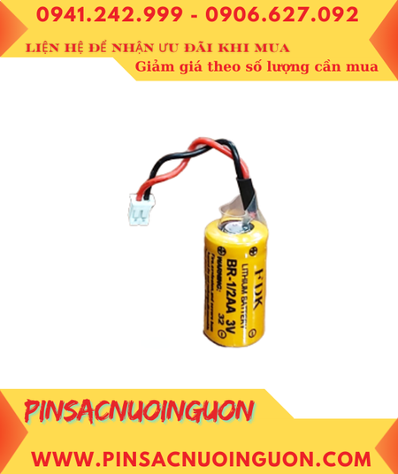 FDK BR-1/2AA, Pin nuôi nguồn PLC FDK BR-1/2AA lithium 3V 1/2AA 1000mAh chính hãng/ Xuất xứ NHẬT