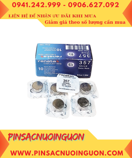 Pin Renata SR44SW, 357; Pin thước cặp điện tử Mitutoyo SR44SW, 357 Silver Oxide 1.55v | Vỉ 1viên