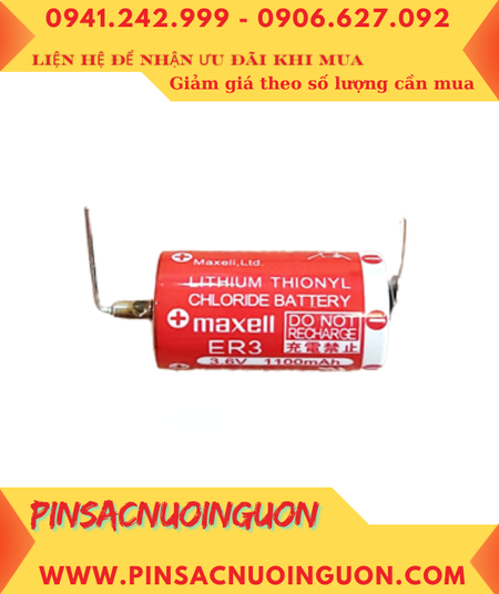 Pin Maxell ER3 _Pin ER3; Pin nuôi nguồn PLC Maxell ER3 lithium 3.6v 1/2AA 1100mAh _Xuất xứ Nhật