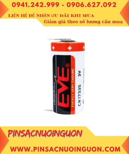 EVE CR17335 (thép 2 chấu hàn)_Pin nuôi nguồn EVE CR17335 Lithium 3v 2/3A 1500mAh chính hãng