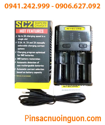 Nitecore SC2; Máy sạc pin Nitecore SC2 _sạc được 1-2 pin NiMh, NiCd, Lithium _có màn hình LCD