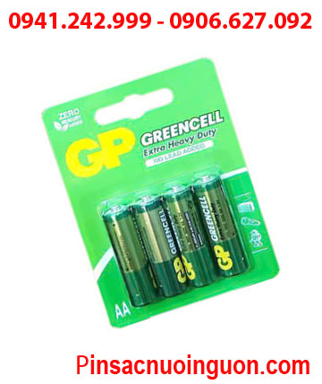 GP GreenCell 15G-2U4 /Pin R6, Pin tiểu AA 1.5v GP GreenCell 15G-2U4 Extra Heavy Duty /Loại vỉ 4viên