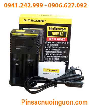 Máy sạc Nitecore New i2 với 02 khe _màn hình LCD _Sạc được 1,2 pin AA,AAA,C,D, 18650,18350,123A,..