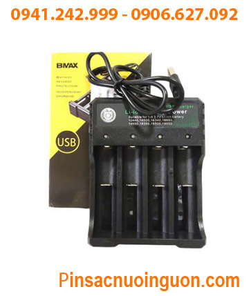 BMAX BH-042100-04U _Máy sạc Pin Lithium 4 Rảnh cổng sạc USB (sạc Pin 14500,18350,18650,18500,CR123A,...)