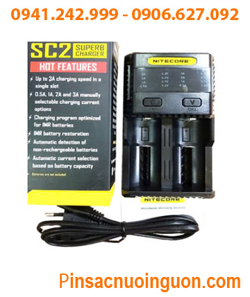 Máy sạc pin Nitecore SC2 _màn hình LCD _Đo dung lượng pin _Sạc pin 18650, 18350, 26500, 14500,...