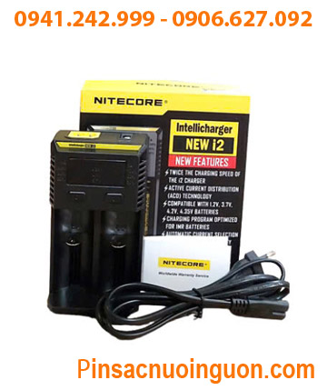 Máy sạc Nitecore New i2 _Sạc 1-2 pin _màn hình LCD _ sạc pin 18650, 16340, 123A, 18350, 26500,..