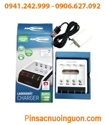 Máy sạc Nhanh & tự ngắt điện Bộ sạc pin Ansman Comfort Smart , 4 rảnh, sạc được pin sạc AA và AAA