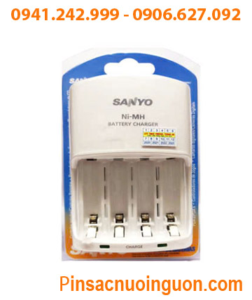 Máy sạc pin Sanyo NC-MQN06U _04 khe sạc _Sạc được 1,2,3,4 pin AA-AAA_tự tắt điện khi Pin sạc đầy