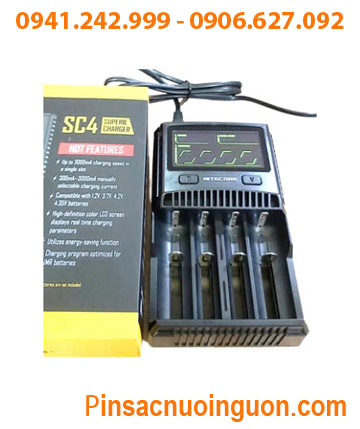 Máy sạc pin Nitecore SC4 _04 Khe sạc Nhanh_Có màn hình LCD _Đo dung lượng pin _tự tắt điện khi pin sạc đầy