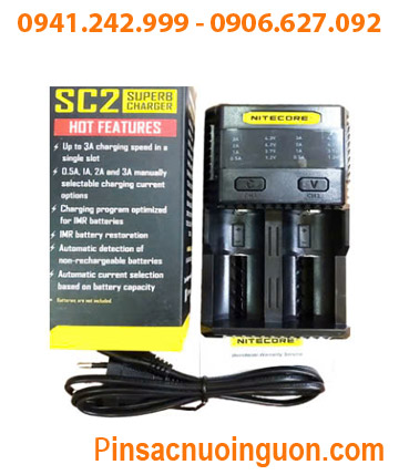 Máy sạc pin Nitecore SC2 _sạc được 1-2 pin NiMh, NiCd, Lithium _có màn hình LCD _tự tắt nguồn khi sạc đầy pin