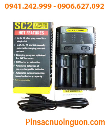 Máy sạc pin Nitecore SC2 _sạc được 1-2 pin _Đo dung lượng PIN _có màn hình LCD _tự tắt nguồn khi sạc đầy pin