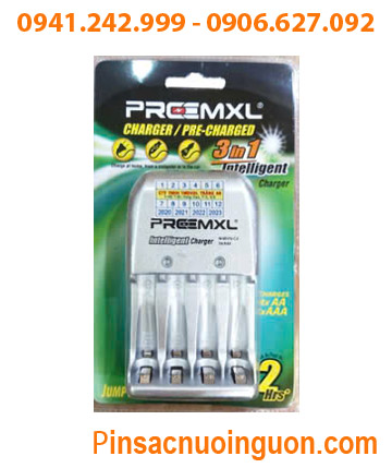 Preermxl FC001 _Máy sạc nhanh 2 giờ có cổng USB Pin Preermxl FC001 (4 khe, sạc được 02 đến 04 pin AA, AAA)