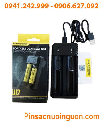 Nitecore Ul2 _Máy sạc 02 Pin có cổng USB (Sạc pin Li-ion 3.7v-4.2v, Cỡ pin 18650,14500, 16340, 21700, 26650,v,v...)