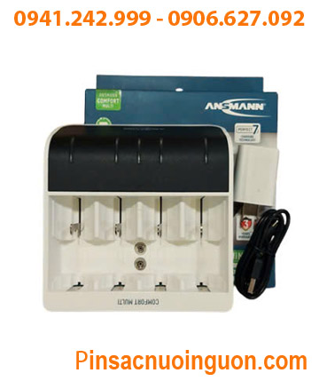 Bộ sạc ANSMANN Comfort Multi 1001-0093, sạc đa năng pin AA, AAA, C, D và 9v - Mỗi lần sạc 1,2,3,4,5 Pin