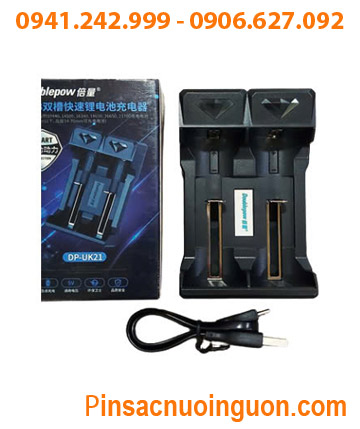 DoublePow DP-UK21 Bộ sạc 2 pin tự ngắt báo đèn khi đầy - sạc pin 3,7V 18650, 16340, 14500, 26650,21700...