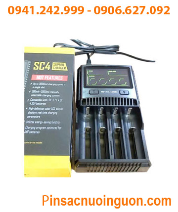 Nitecore SC4; Máy sạc pin NiMh-NiCd-Lithium Nitecore SC4 _04 Khe sạc_Có màn hình LCD _Đo dung lượng pin _Chức năng Xả pin