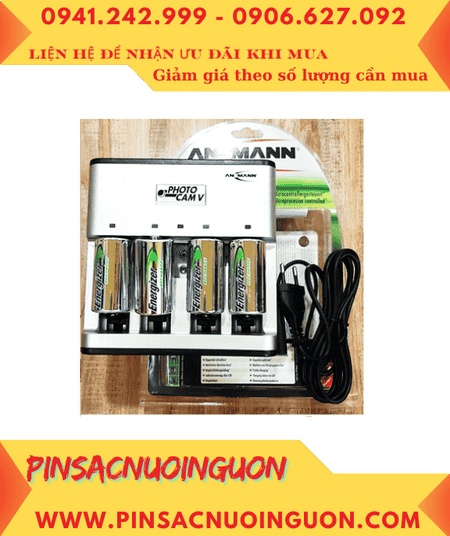 Ansman Photocam V, Bộ sạc 4viên pin C - Kèm sẳn 4 pin sạc Energizer NH35-BP2 (C2500mAh-1.2v)