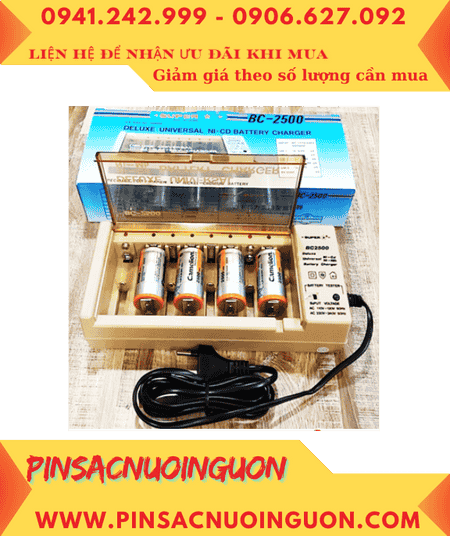 Super BC-2500, Bộ sạc 4viên Pin trung C 1.2v -Kèm sẳn 4 pin sạc Camelion NH-C3500BP2 (C3500mAh-1.2v)
