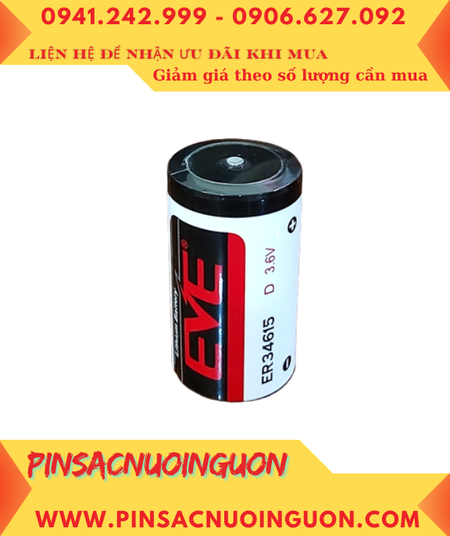 EVE ER34615, Pin nuôi nguồn PLC EVE ER34615 lithium 3.6v D 19000mAh (34MMX61.5MM) chính hãng