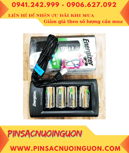 Energizer CHFC _Bộ sạc 4viên pin trung C 1.2v -Kèm sẳn 4 Pin sạc Energizer NH35-BP2 (C2500-1.2v)