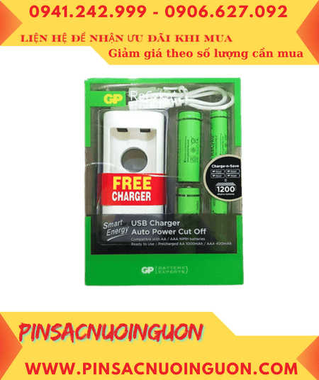 Bộ sạc Pin GPU211USB100-/40SEFRE-2GB4 -Kèm sẳn 4 Pin sạc AA1000mAh & AAA400mAh