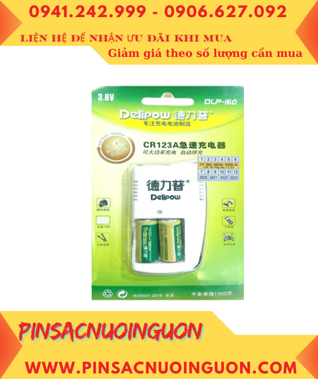 Bộ sạc pin 3v Lithium Delipow DLP-160 kèm sẳn 2 pin sạc Delipow ICR123A 1000mAh 3v