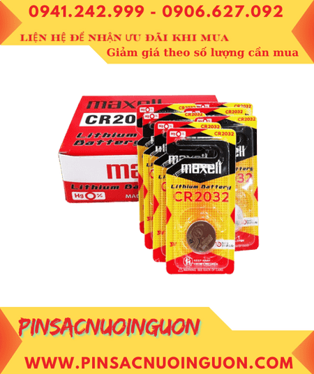 COMBO 01hộp=20vỉ Pin 3v lithium Maxell CR2032H _X.xứ NHẬT (Loại Vỉ 1viên) _Giá chỉ 379.000/Hộp