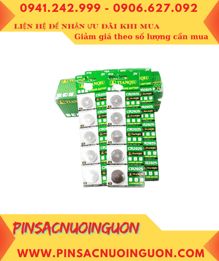 COMBO 1HỘP 20vỉ=100viên Pin Tianqiu CR2025 lithium 3v chính hãng _Giá chỉ 516.000/HỘP 100viên
