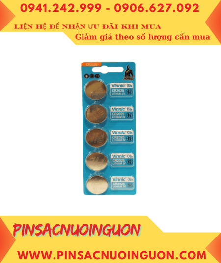 COMBO MUA 1 vỉ Pin Vinnic CR2025 lithium 3.0v chính hãng _Giá chỉ 29.000/ vỉ 5viên
