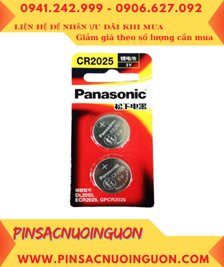 Panasonic CR2025CH/2B; Pin 3v lithium Panasonic CR-2025CH/2B chính hãng (Loại vỉ 2viên)