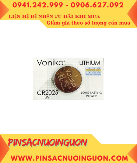 Voniko CR2025 _Pin đồng xu 3v lithium Voniko CR2025 chính hãng