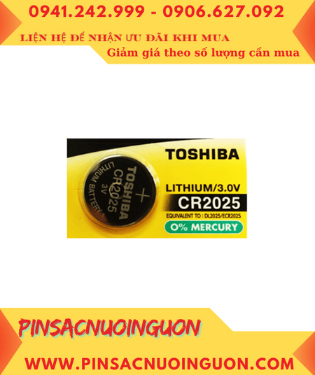 Toshiba CR2025; Pin đồng xu 3v lithium Toshiba CR2025 (20mmx2.5mm) chính hãng