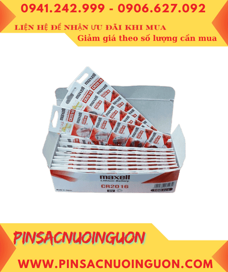 COMBO 1HỘP 20vỉ=100viên Pin Maxell CR2016 lithium 3v chính hãng _Giá chỉ 779.000đ/ HỘP 100viên