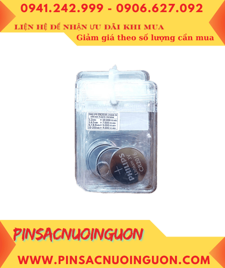 Philips CR2016 (viên rời); Pin 3v lithium Philips CR2016 (20mmx 1.6mm/viên) chính hãng