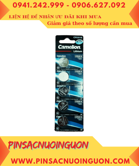 COMBO mua 1vỉ 5viên Pin Camelion CR2016 Lithium 3v chính hãng _Giá chỉ 34.000đ/ Vỉ 5viên
