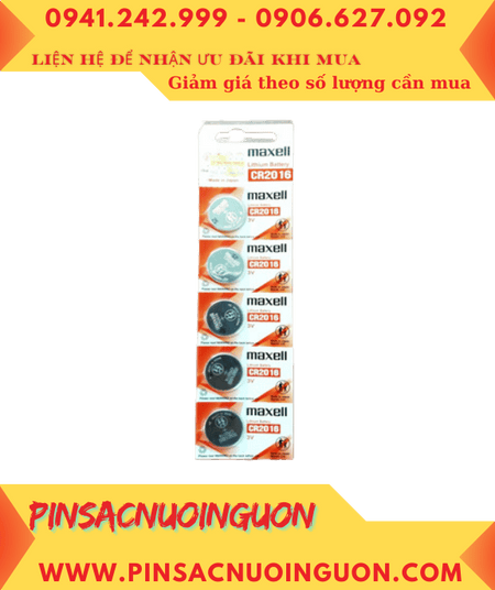 COMBO 1vỉ = 5viên Pin Maxell CR2016 lithium 3v chính hãng, Xuất xứ NHẬT _Giá chỉ 45.000đ/ Vỉ 5viên