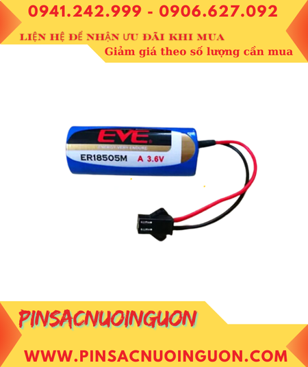 EVE ER18505M (ZẮC CẮM), Pin nuôi nguồn PLC EVE ER18505 lithium 3.6V 3650mAh chính hãng