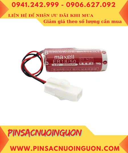 Maxell ER18/50 (Zắc trắng to), Pin nuôi nguồn PLC Maxell ER18/50 lithium 3.6v 3650mAh chính hãng (Xuất xứ Nhật)