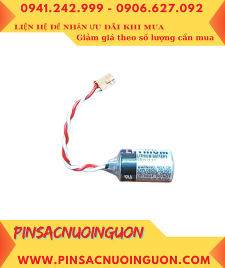 Toshiba ER3V (Zắc nâu nhỏ); Pin nuôi nguồn PLC Toshiba ER3V lithium 3.6v 1/2AA 1000mAh _Xuất xứ Nhật